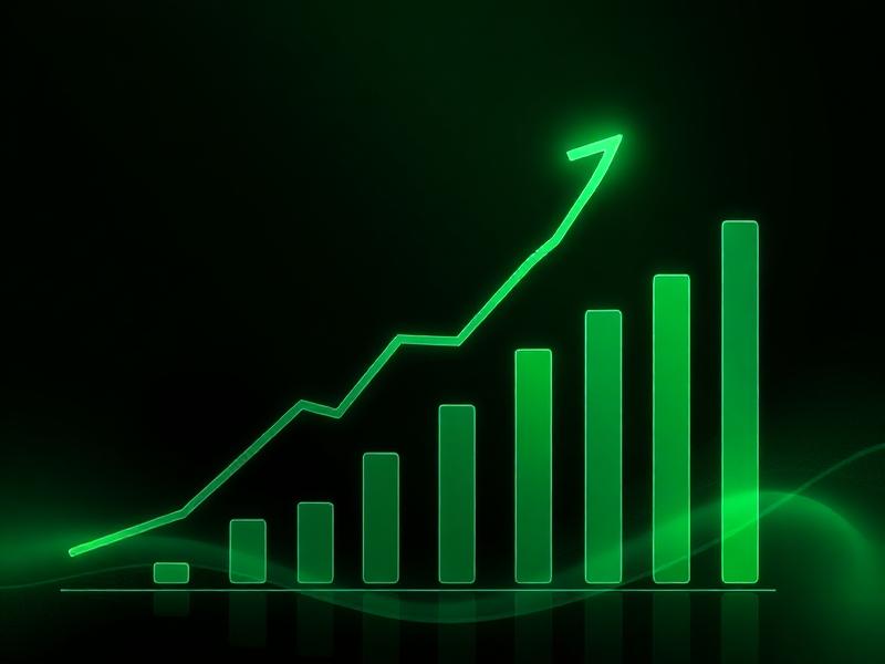 Illustration of a rising green stock chart